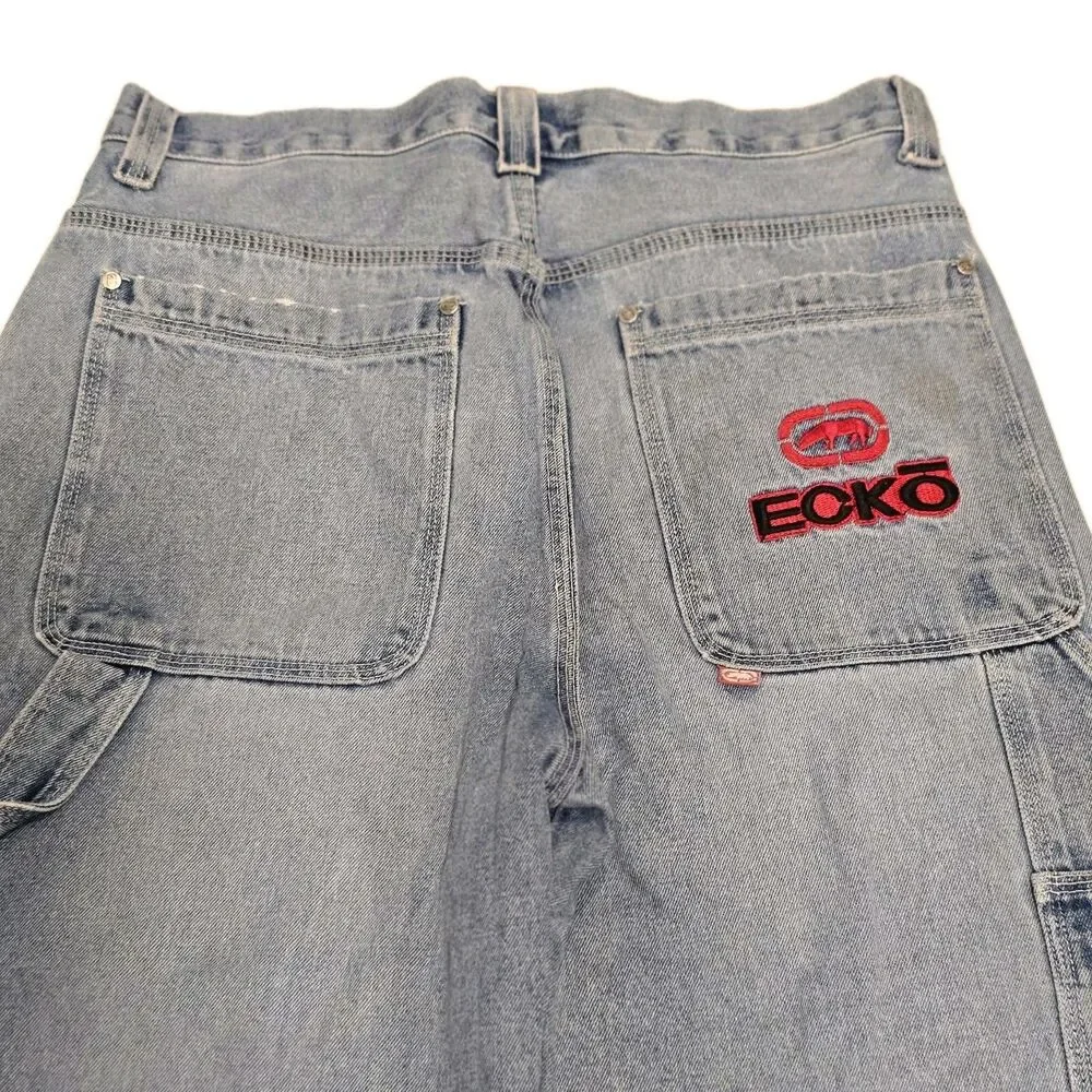 Ecko Unltd Baggy Carpenter Jeans Denim Embroidered Wash Mens Size 36 y2k